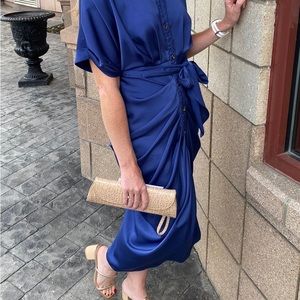 Navy satin dress